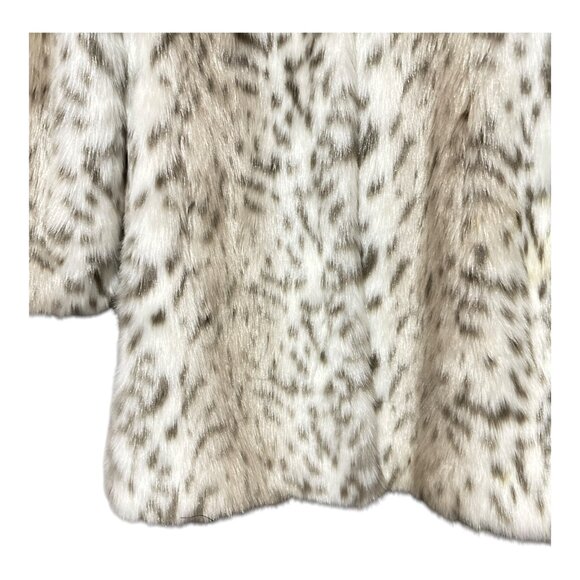 Karl Lagerfeld Paris Snow Leopard Faux Fur Coat Size Large Runs small Medium Fit - Picture 6 of 13